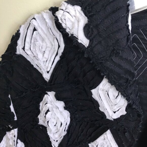 Samuel Dong 3D Black White Jacket Cotton Textured Stretch Zipper Closure Top M - Picture 7 of 12